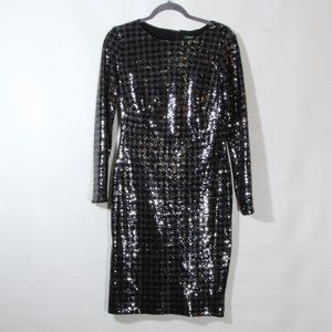 LAUREN Ralph Lauren Women's Nadette Black Silver Sequined Cocktail Dress NWT